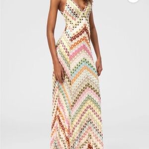 Elegant Multicolor Chevron Maxi Dress